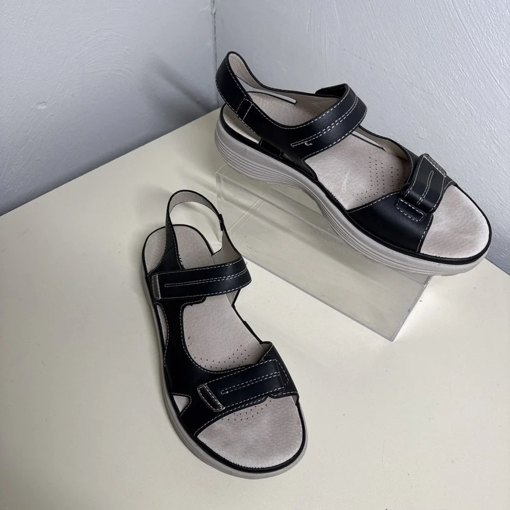 Siketu Black Sandals Size 38 US 7)Comfort Shoes Adjustable Straps EUC